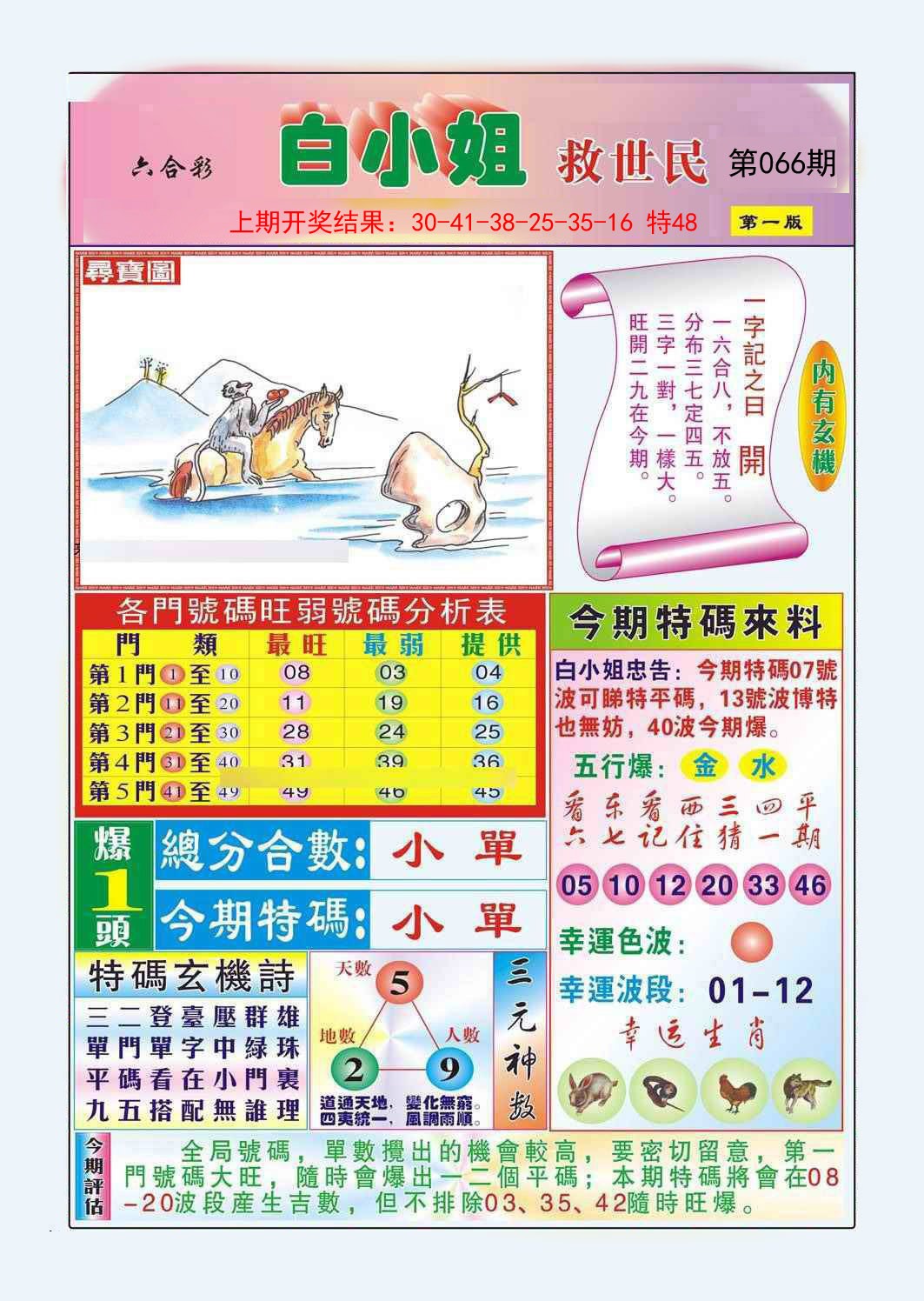 2025066期白小姐救世民A