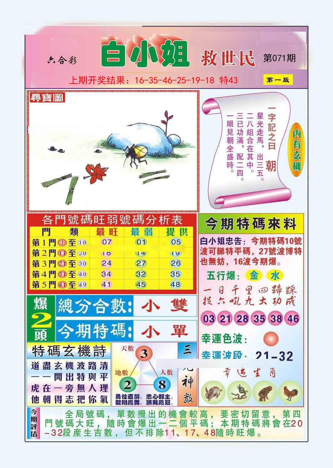2025071期白小姐救世民A