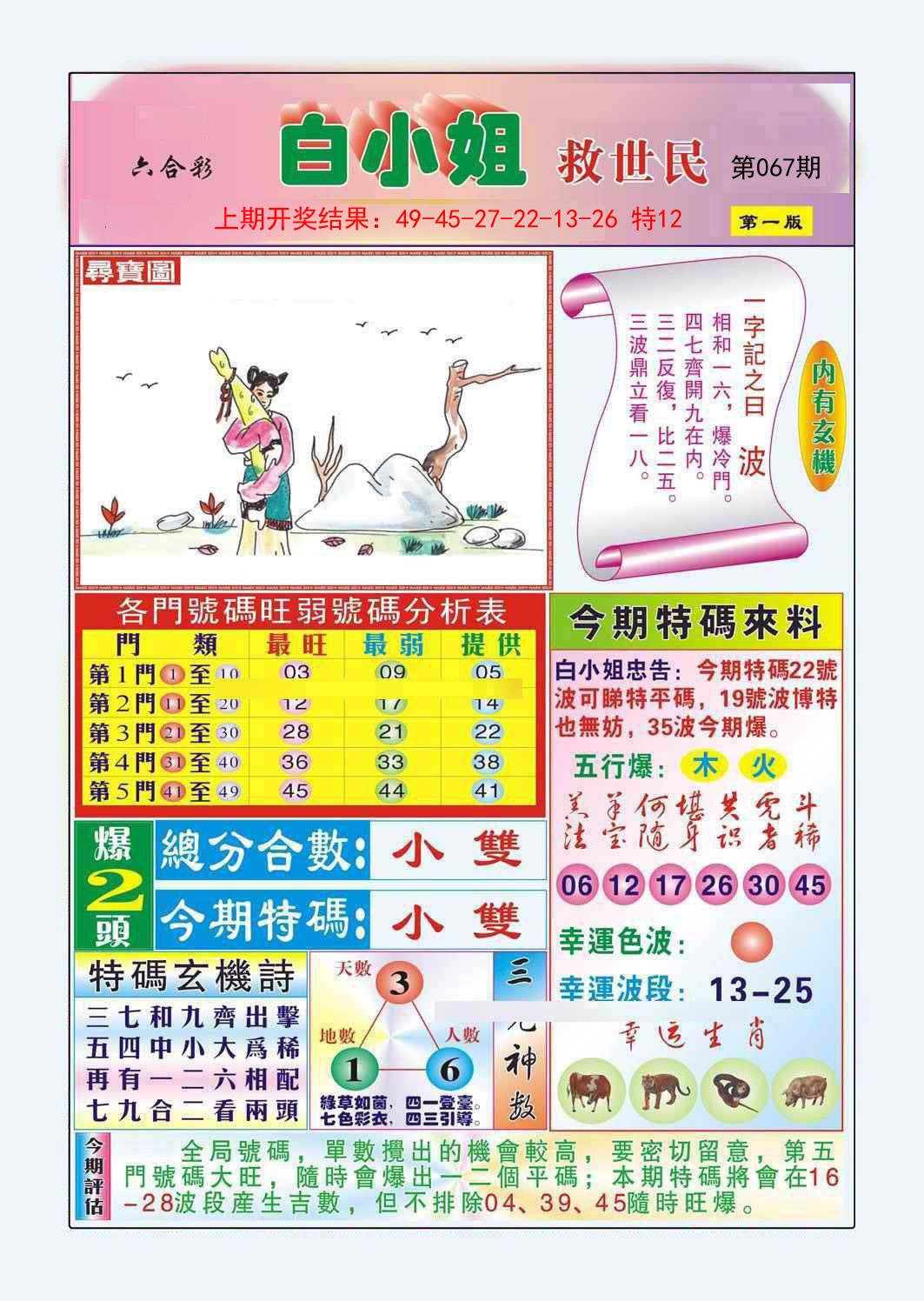 2025067期白小姐救世民A