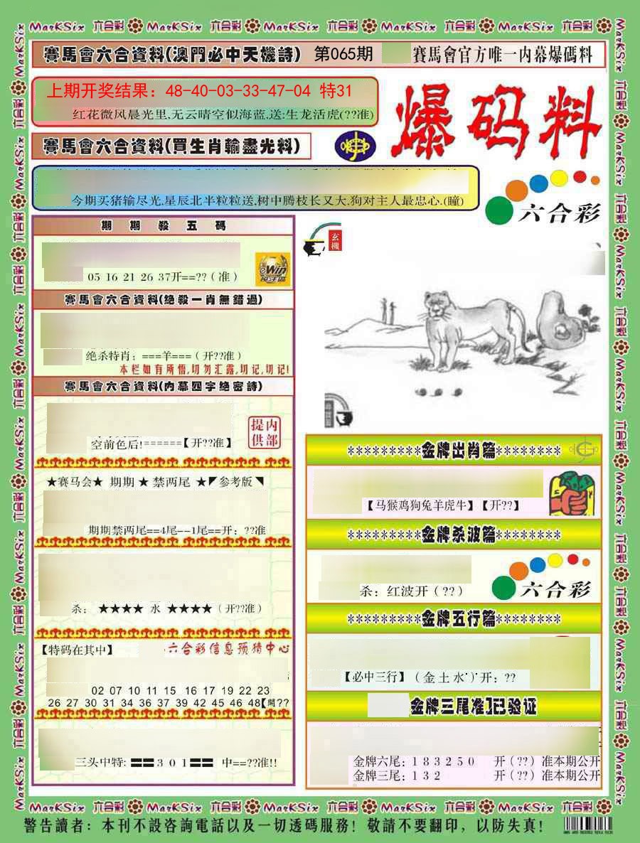 2025065期爆码料A)
