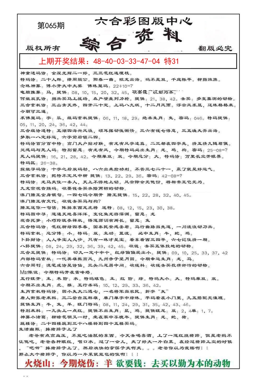 2025065期内部综合资料