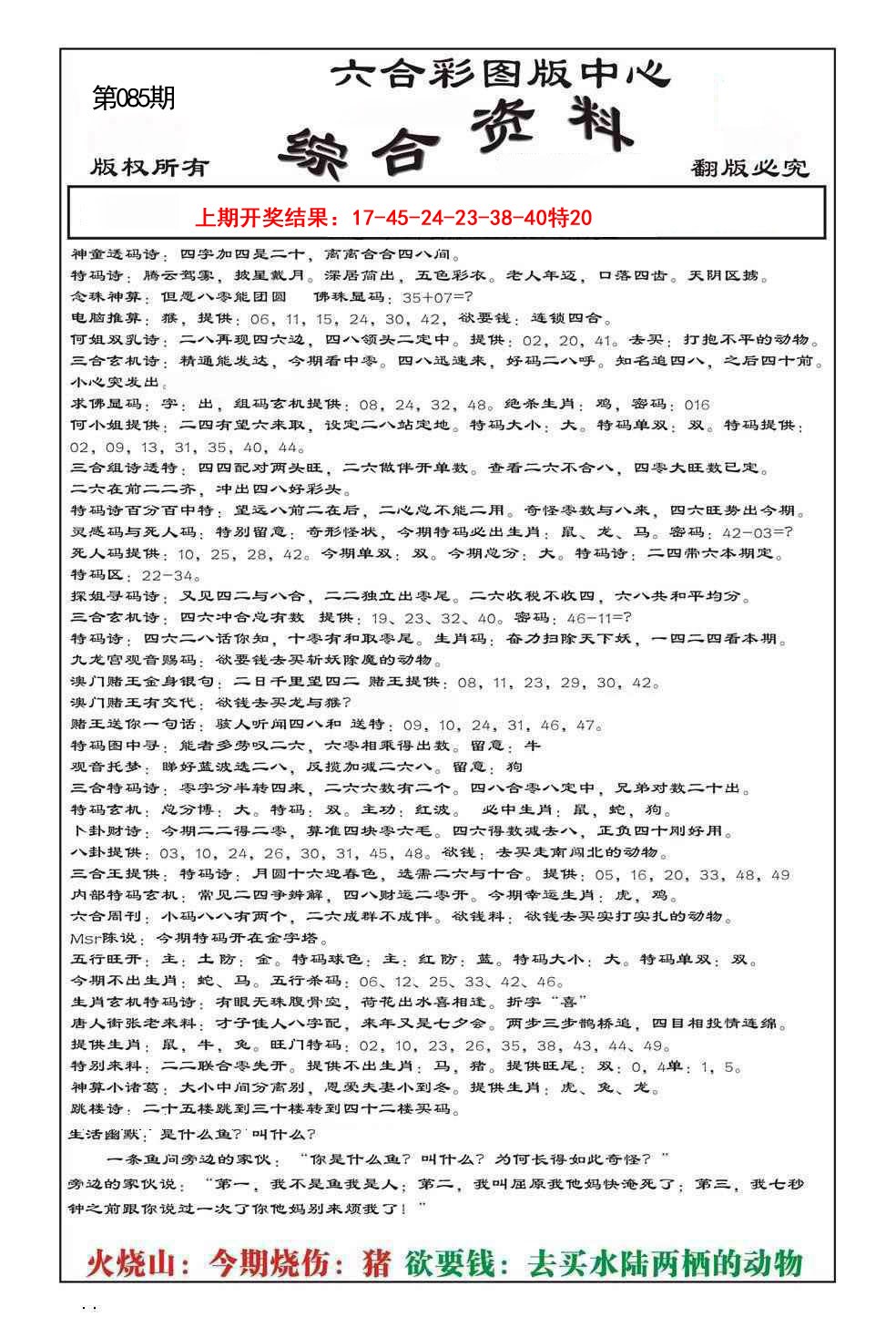 2025085期内部综合资料