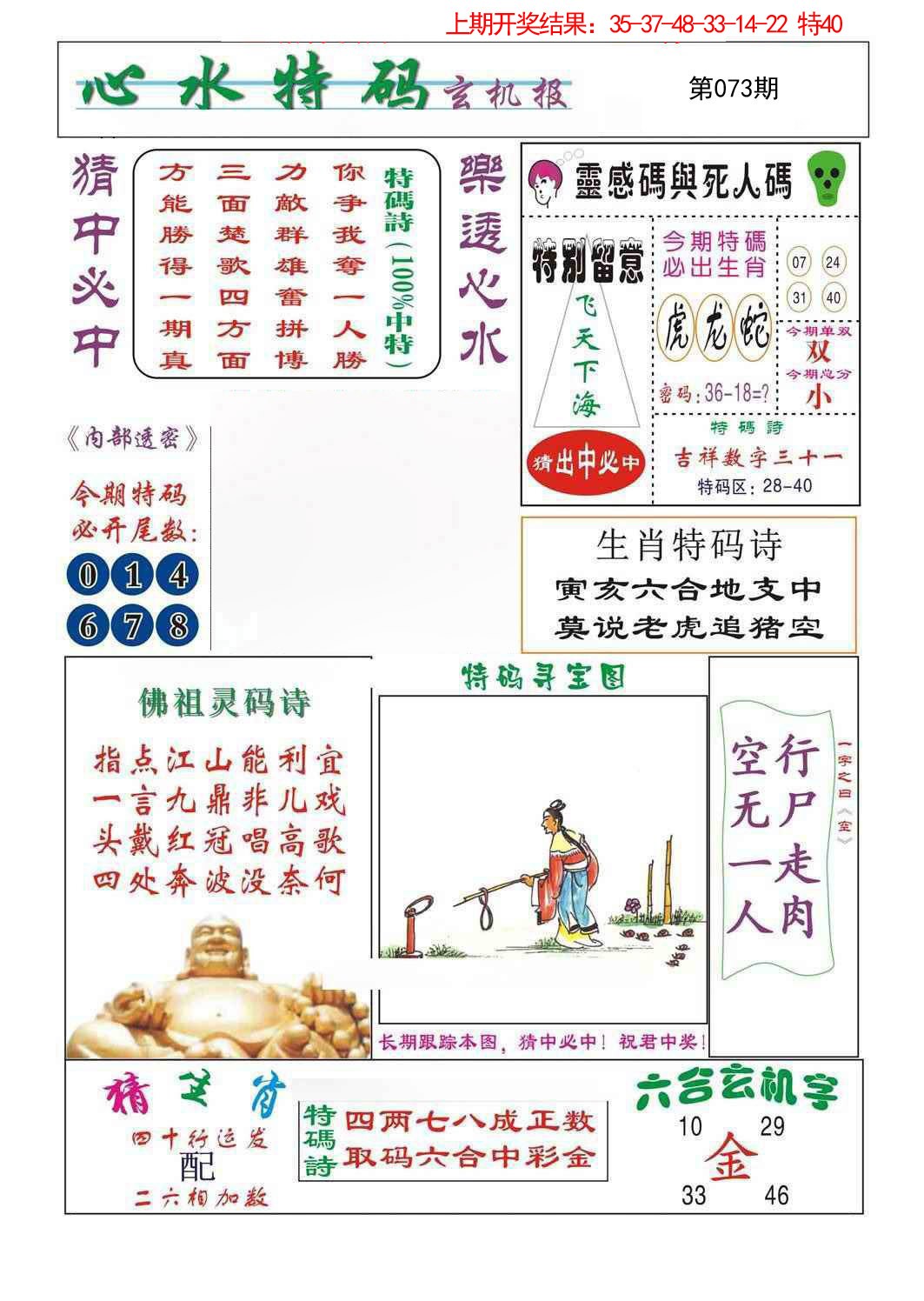 2025073期心水特码