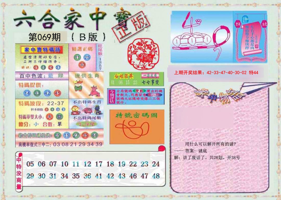 2025069期六合家中宝B