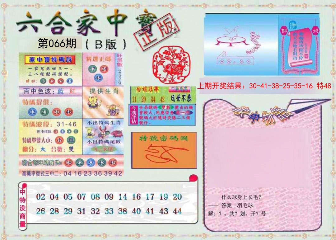 2025066期六合家中宝B