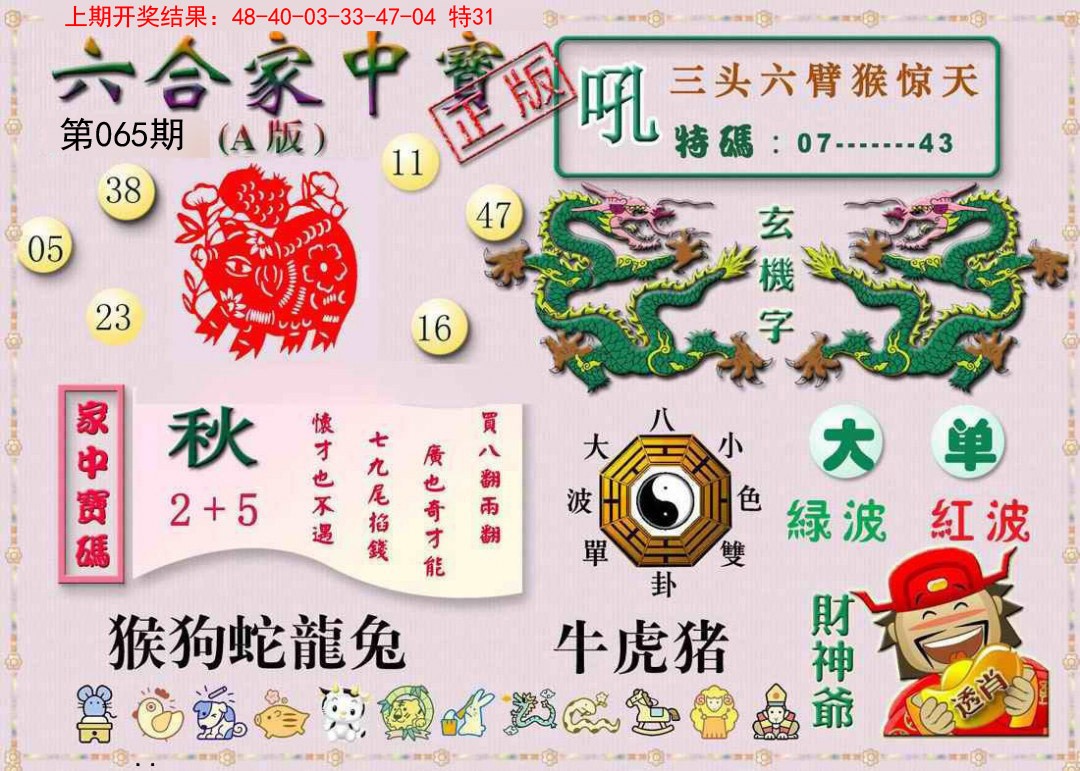 2025065期六合家中宝A