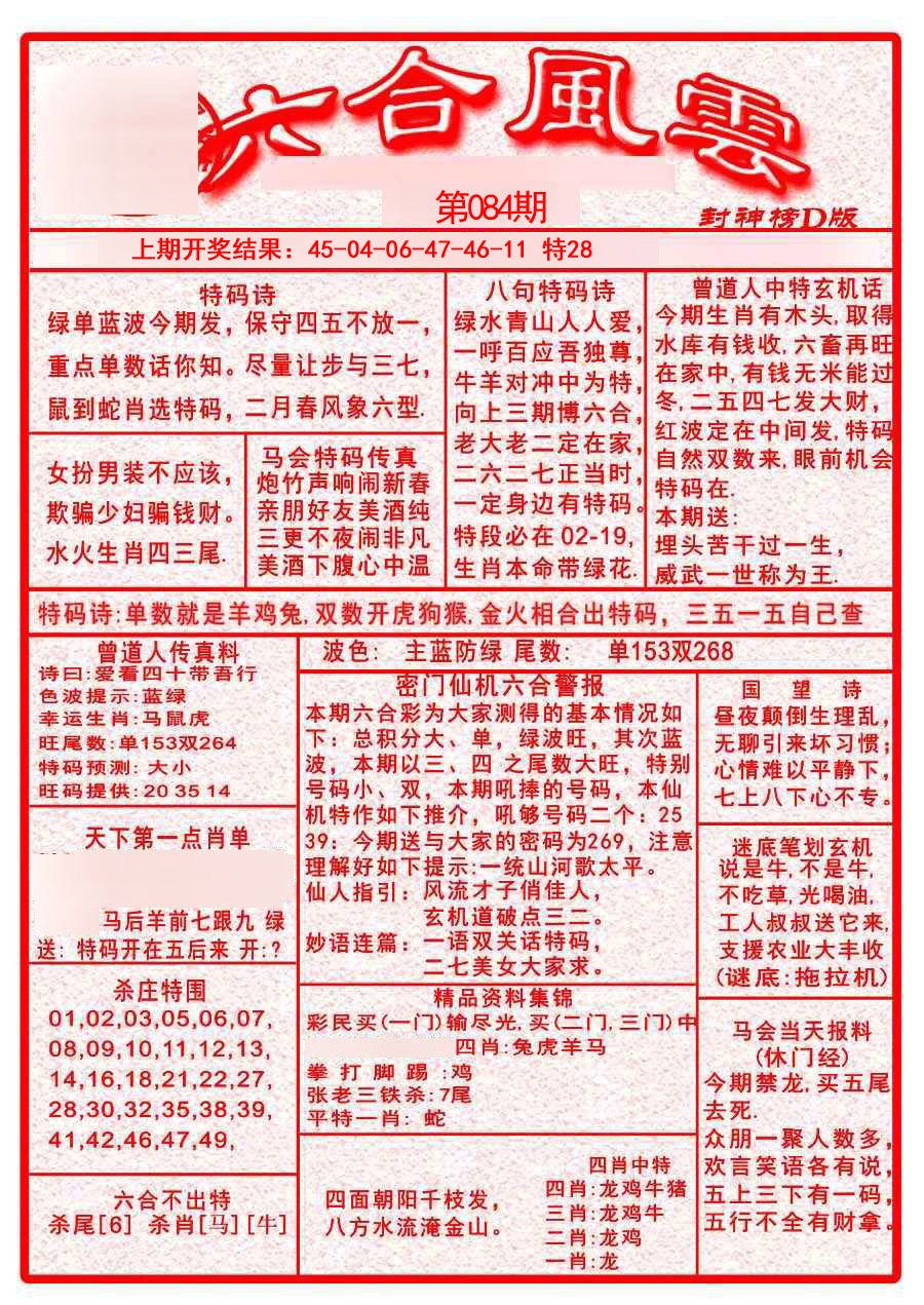 2025084期六合风云A