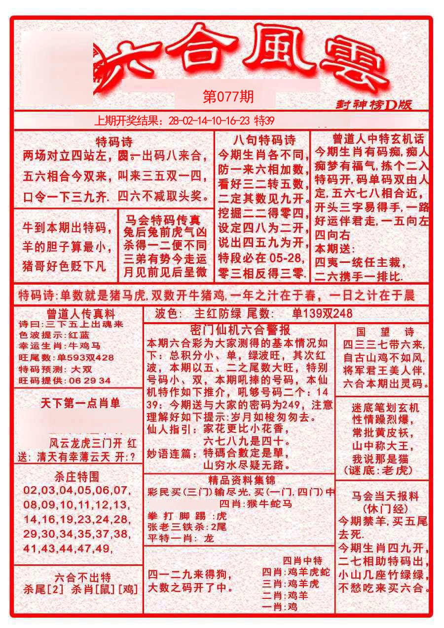 2025077期六合风云A