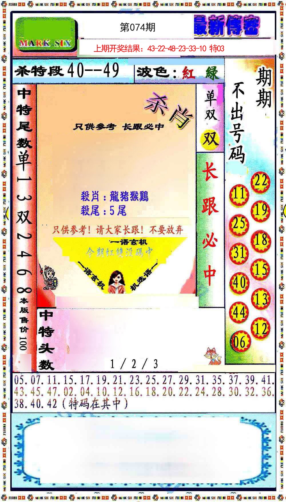 2025074期最新传密绝杀6肖