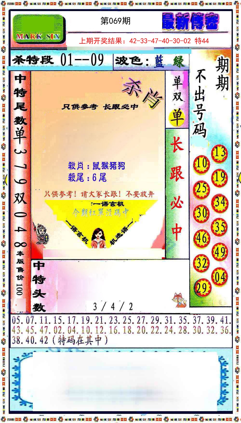 2025069期最新传密绝杀6肖