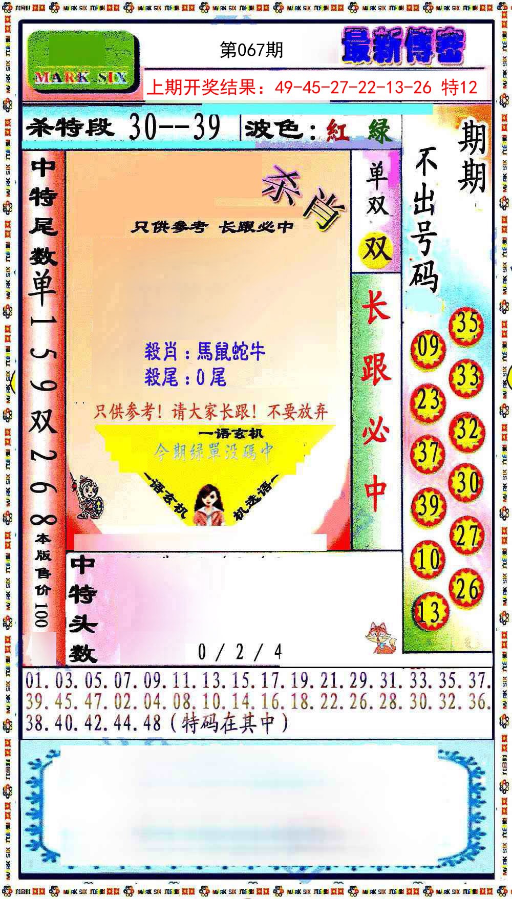 2025067期最新传密绝杀6肖