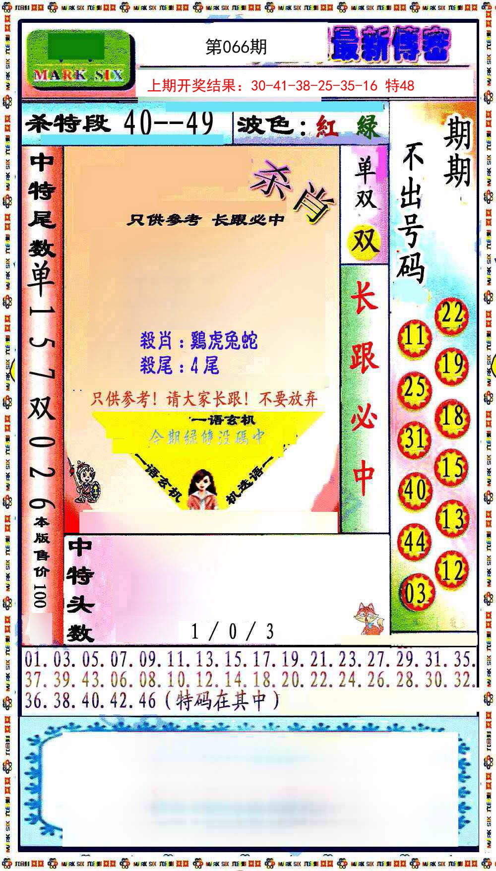 2025066期最新传密绝杀6肖
