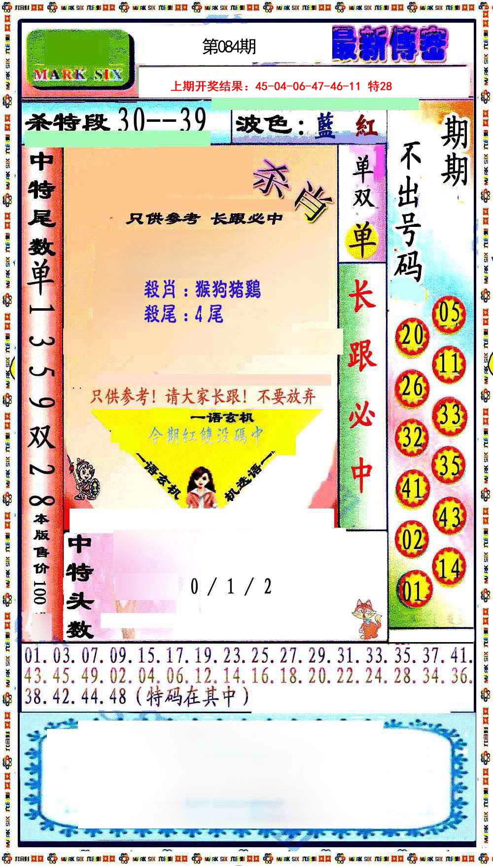 2025084期最新传密绝杀6肖