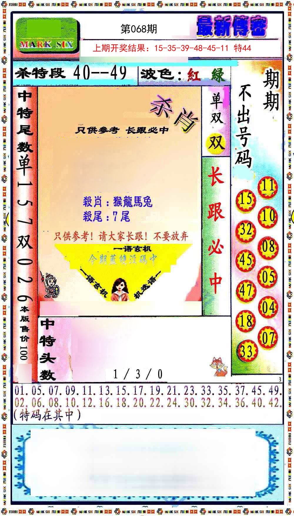 2025068期最新传密绝杀6肖