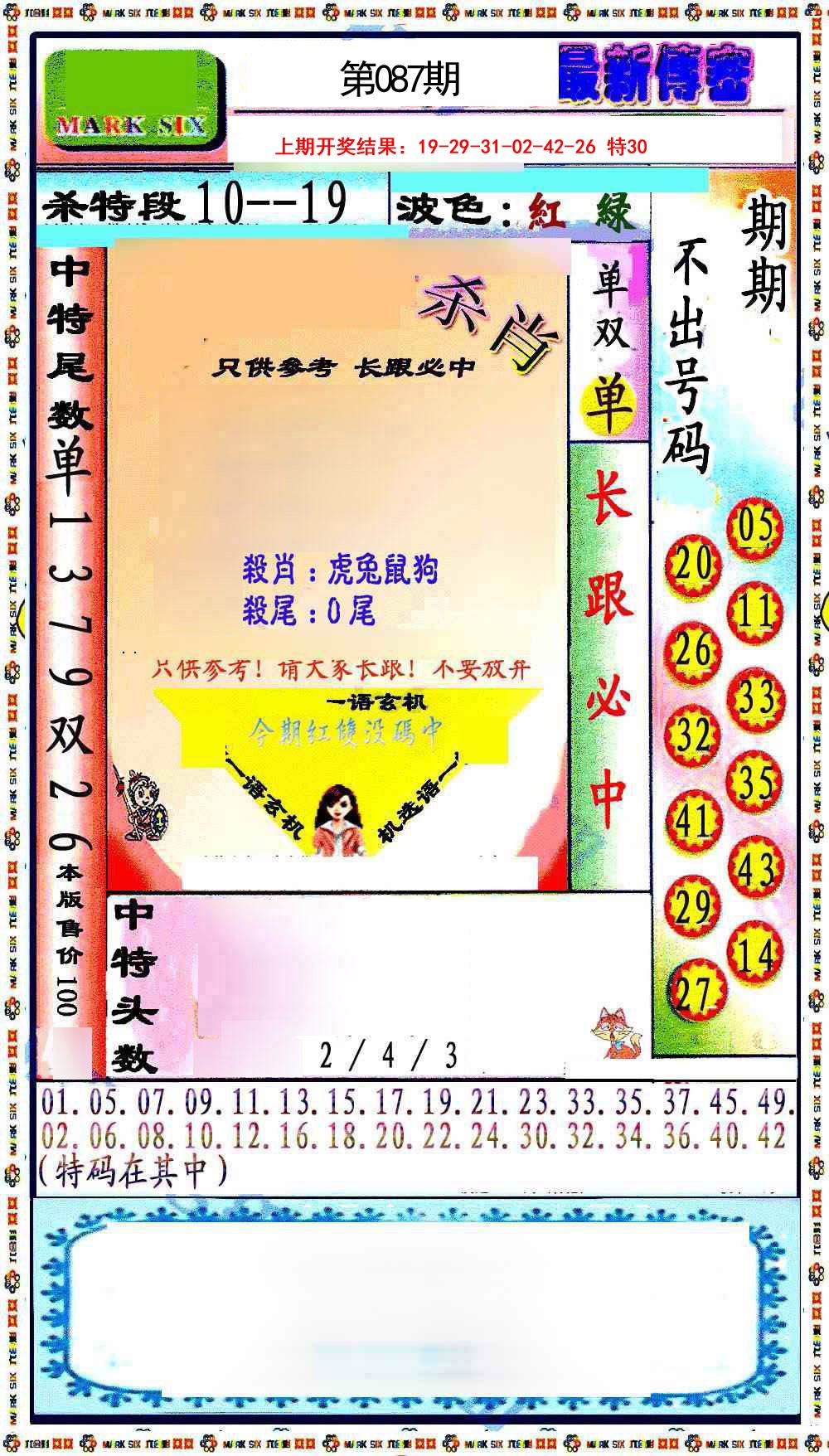 2025087期最新传密绝杀6肖