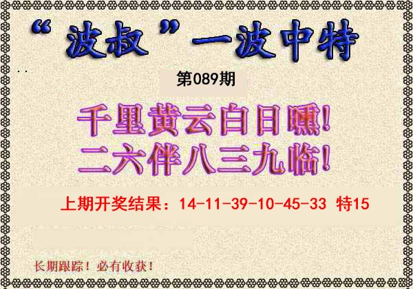 2025089期波叔一波中特