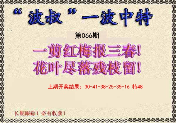 2025066期波叔一波中特
