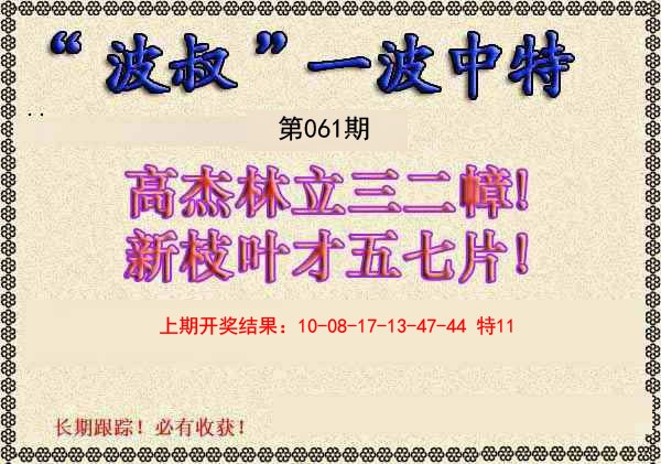 2025061期波叔一波中特