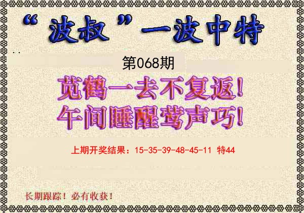 2025068期波叔一波中特