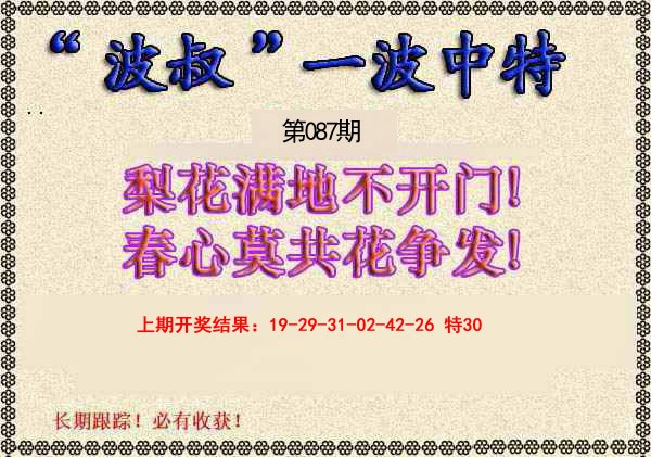 2025087期波叔一波中特