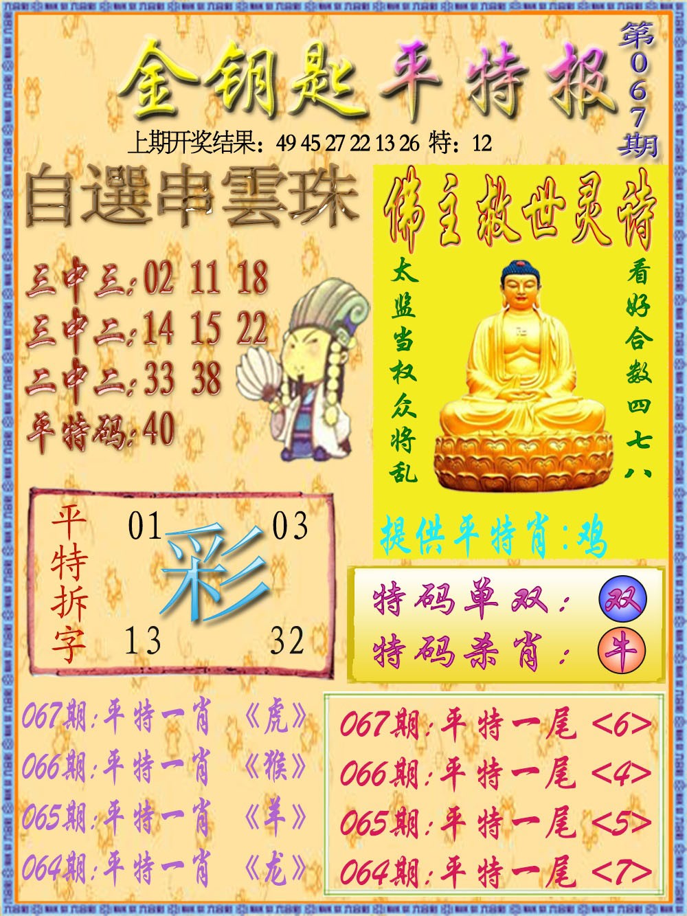 2025067期金钥匙平特报