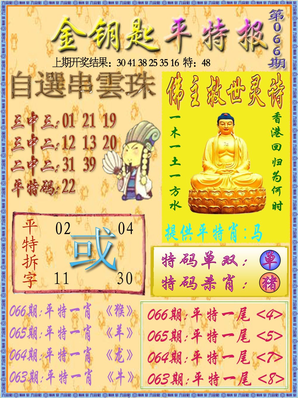 2025066期金钥匙平特报