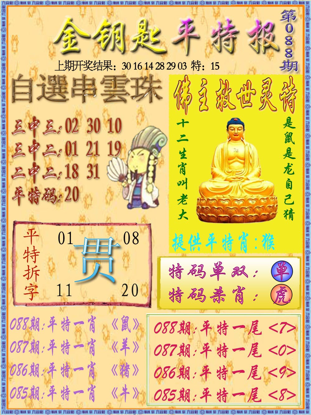 2025088期金钥匙平特报