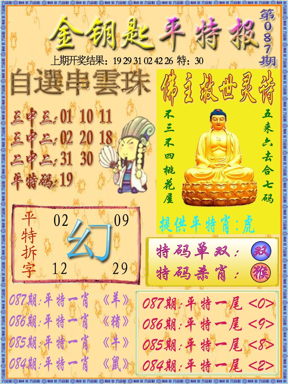 2025087期金钥匙平特报