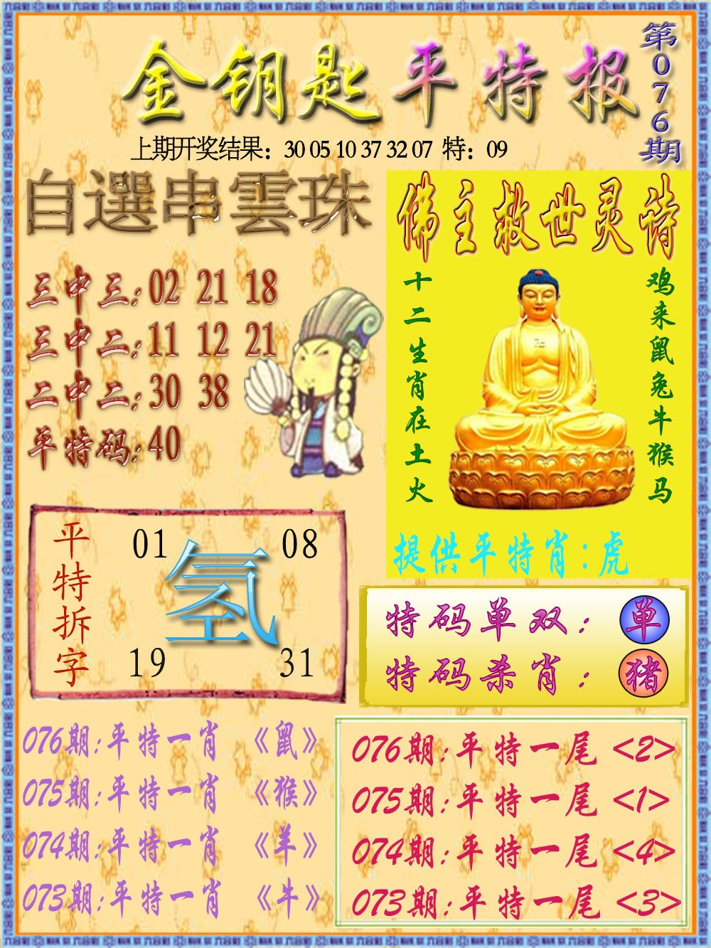 2025076期金钥匙平特报