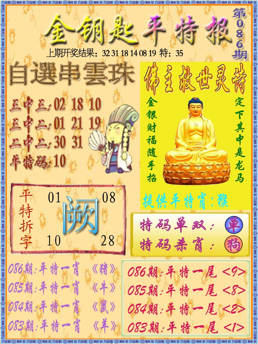 2025086期金钥匙平特报