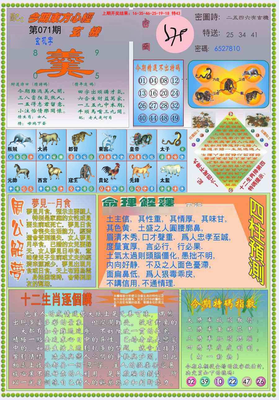 2025071期(新版)东方心经B