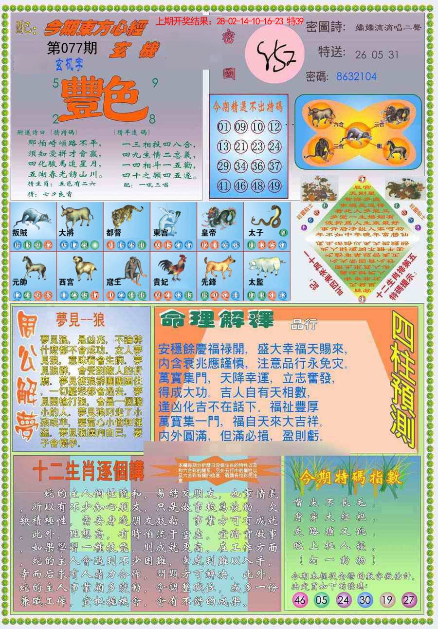 2025077期(新版)东方心经B