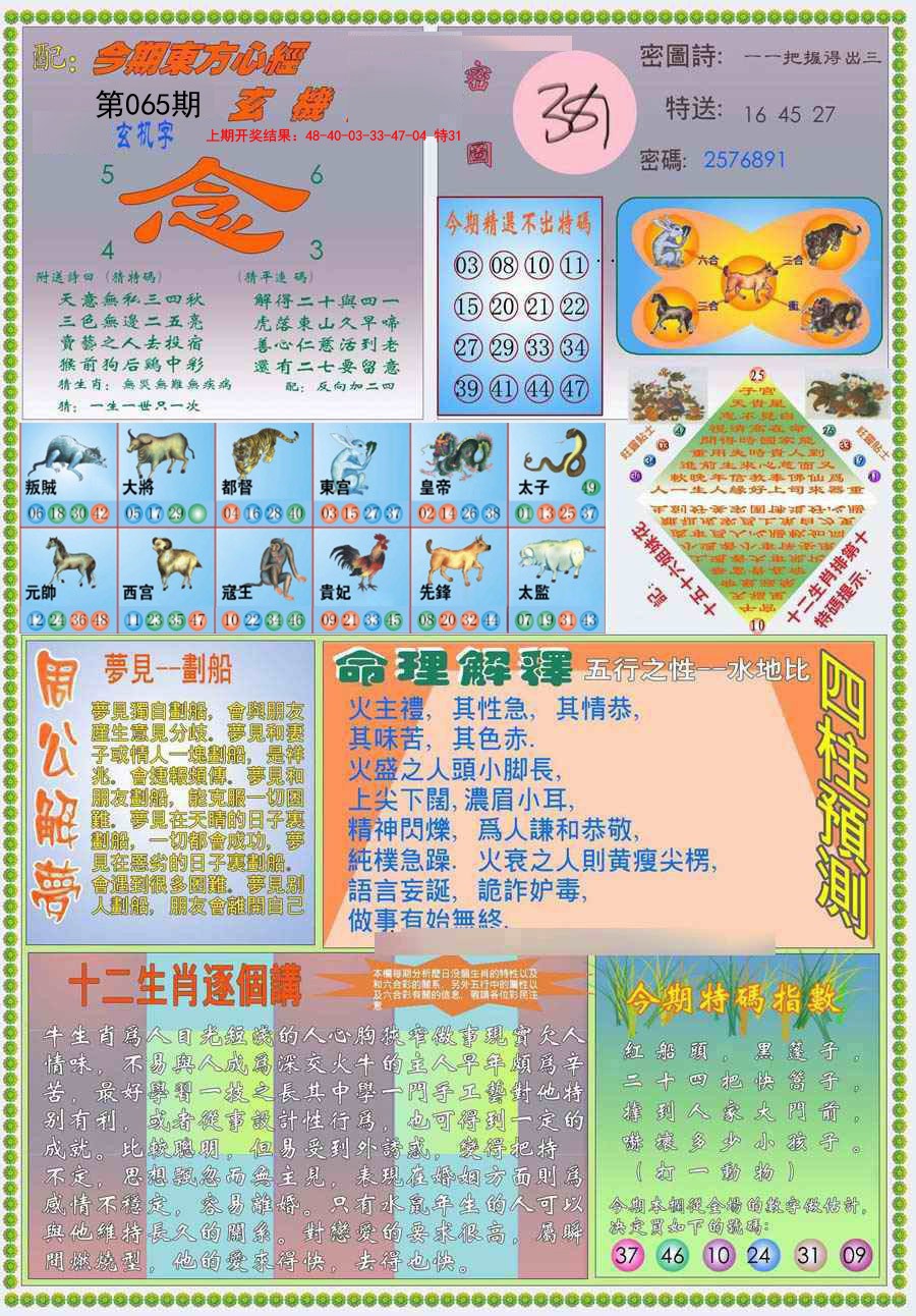 2025065期(新版)东方心经B