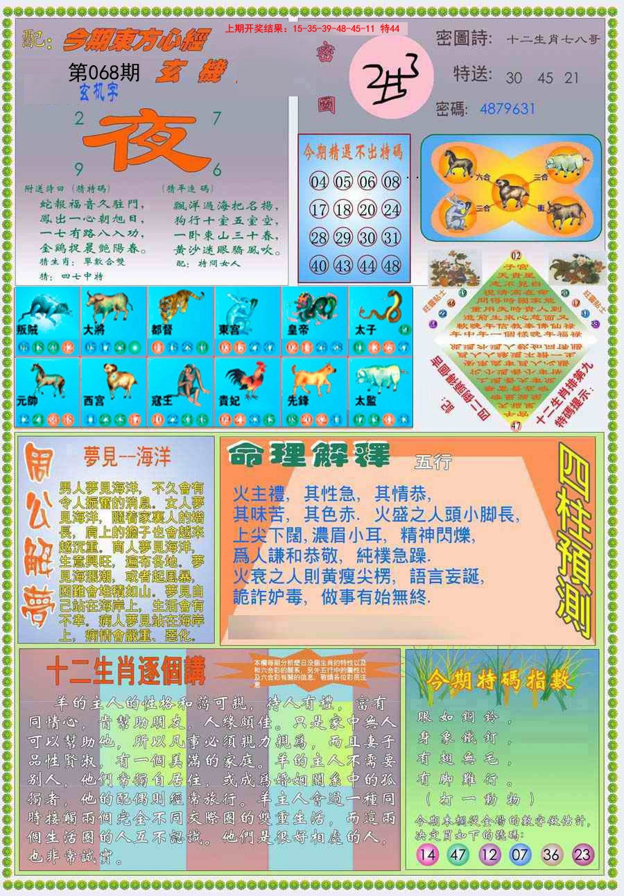 2025068期(新版)东方心经B