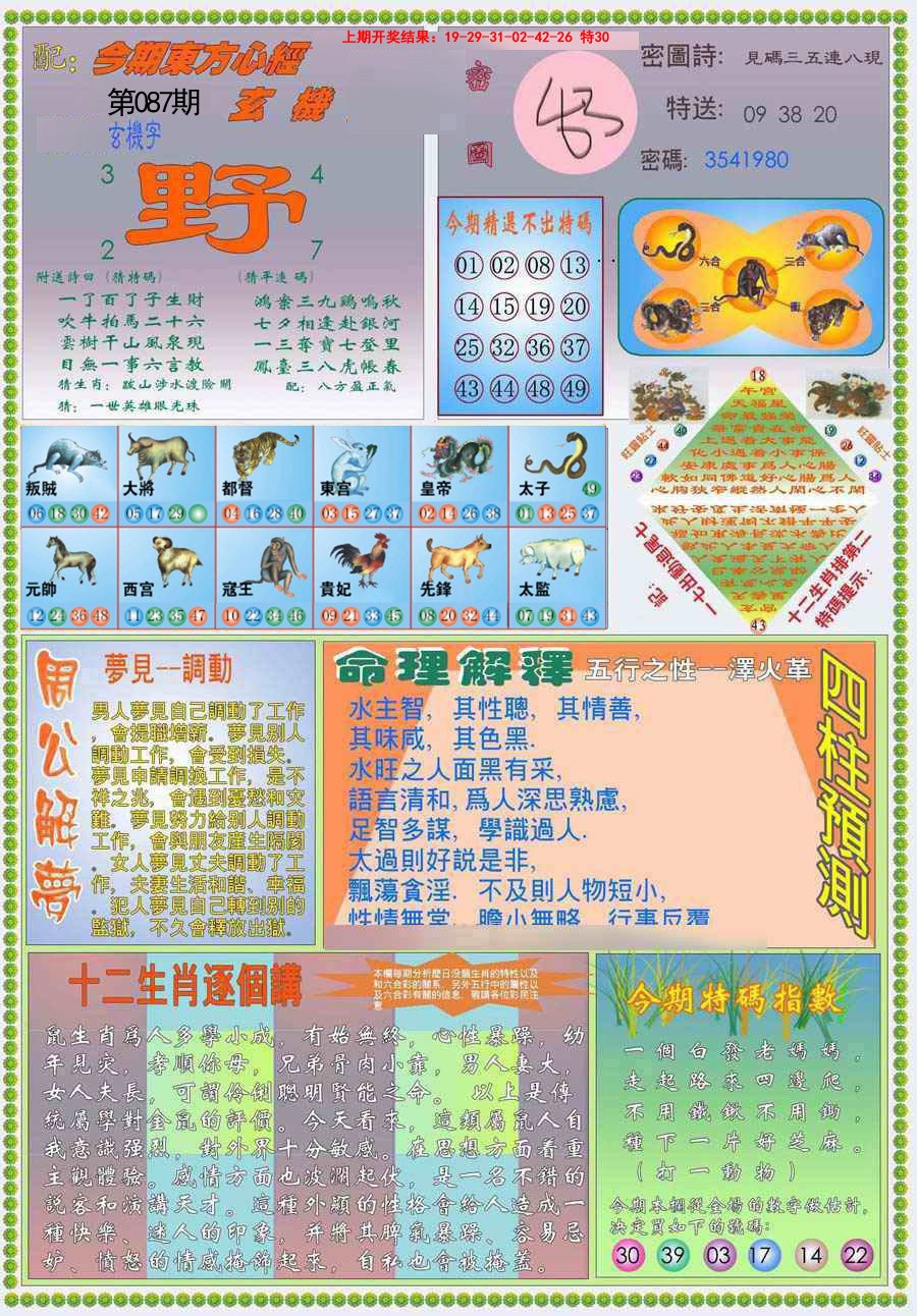 2025087期(新版)东方心经B