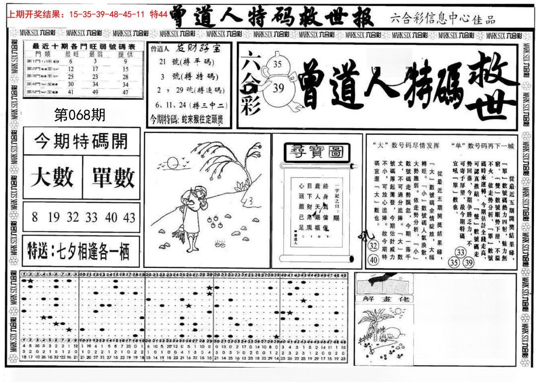 2025068期曾道人特码救世A