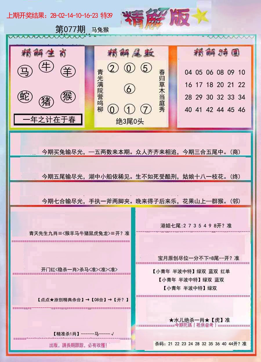 2025077期精解版