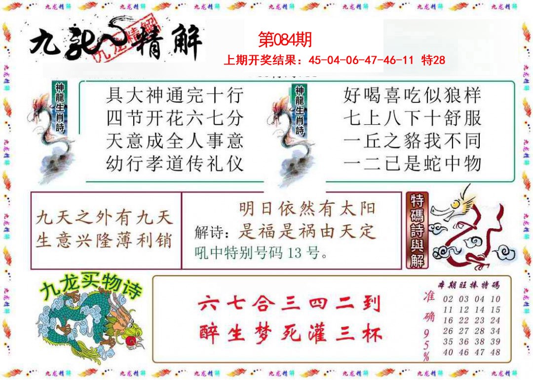 2025084期九龙精解