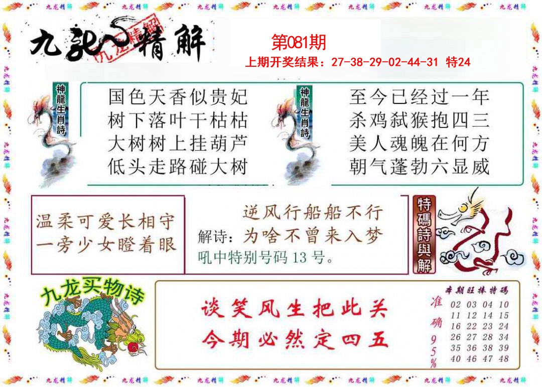 2025081期九龙精解