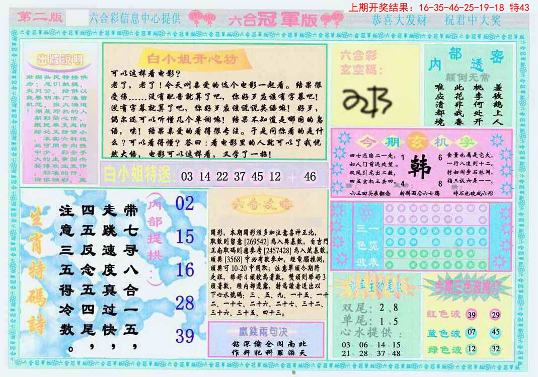 2025071期六合冠军版B