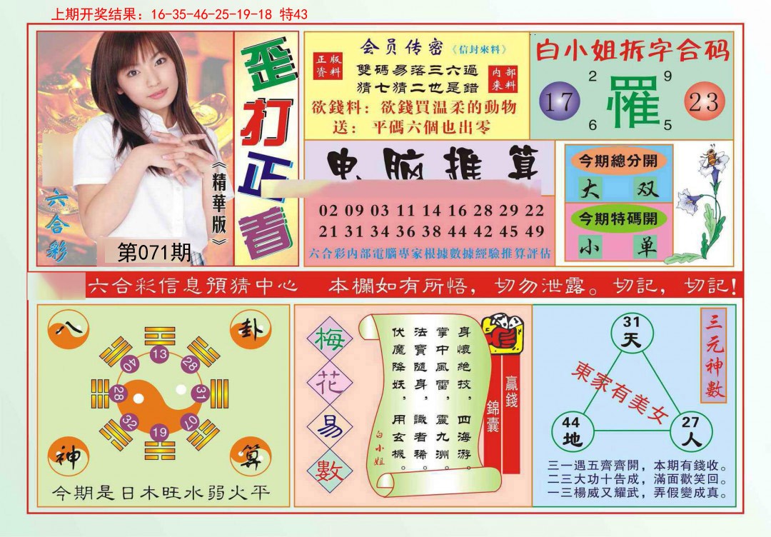 2025071期歪打正着