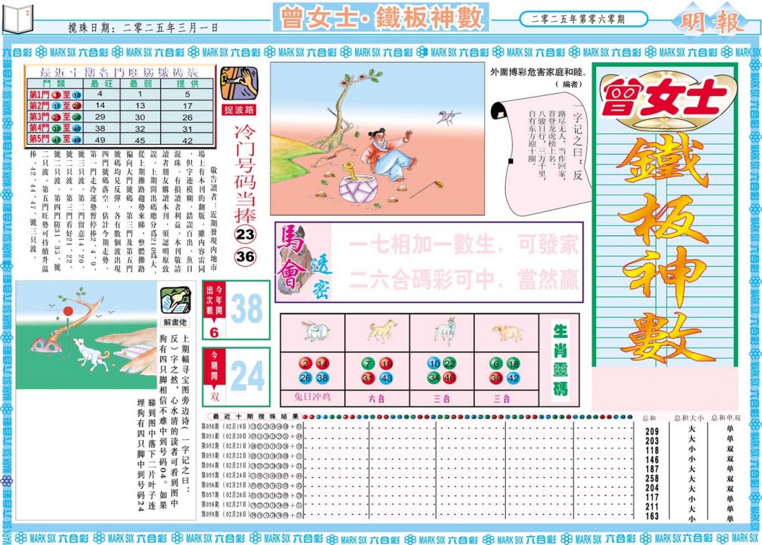 2025060期曾女士铁板神数A