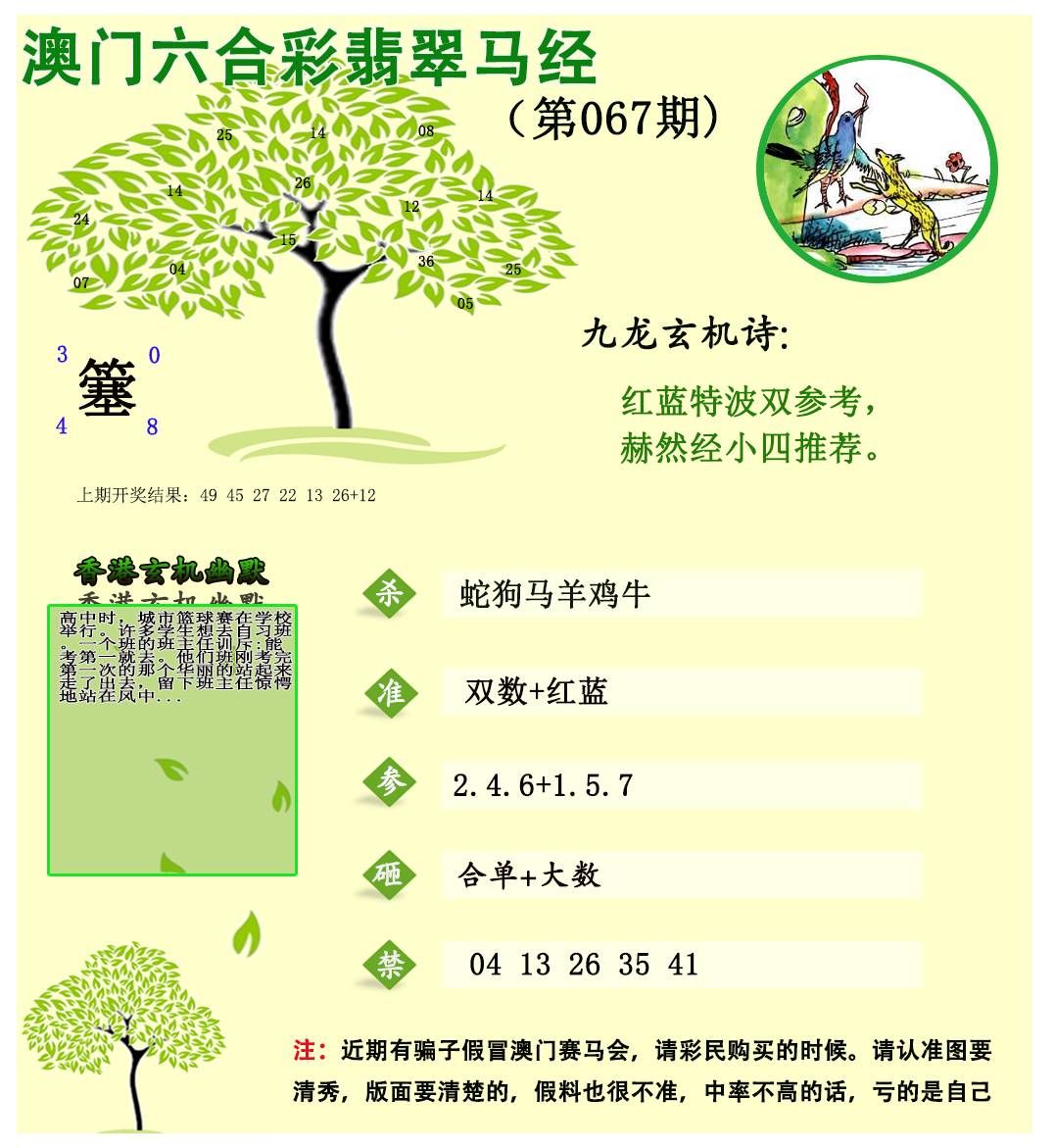 2025067期翡翠马经