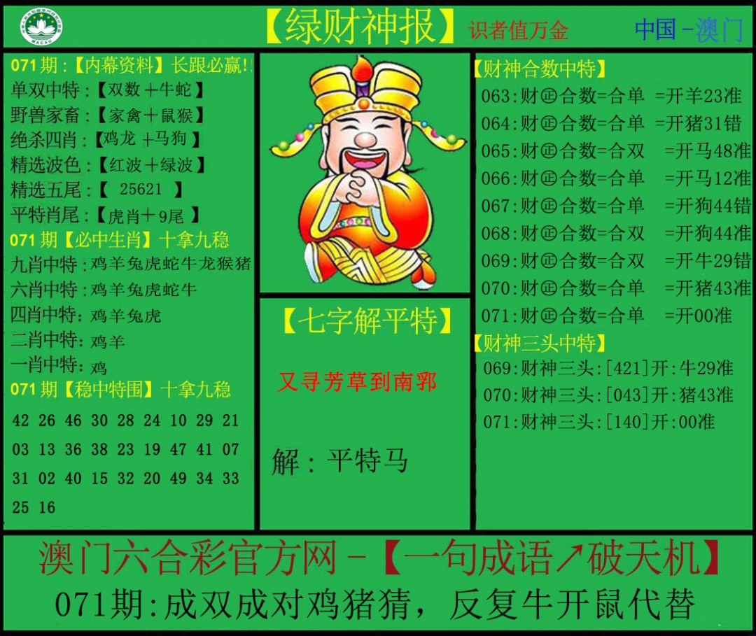 2025071期绿财神