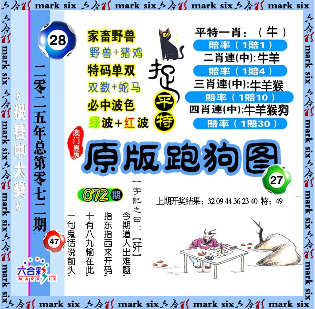 2025072期原版跑狗图