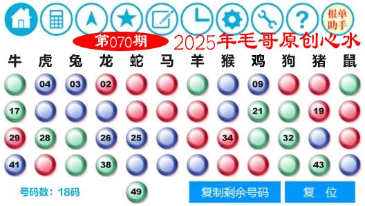 2025070期毛哥心水