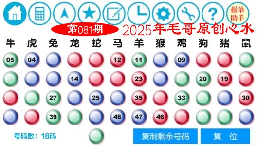 2025081期毛哥心水