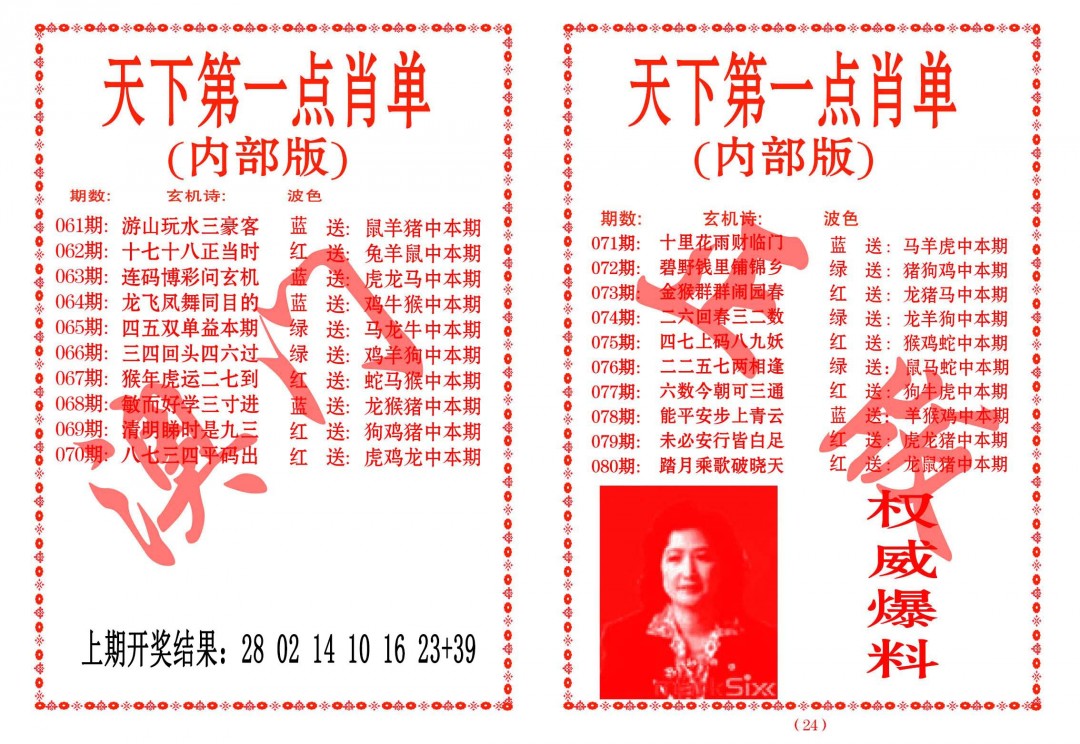 2025077期天下第一单肖单