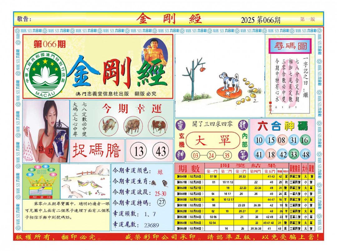2025066期金刚经A