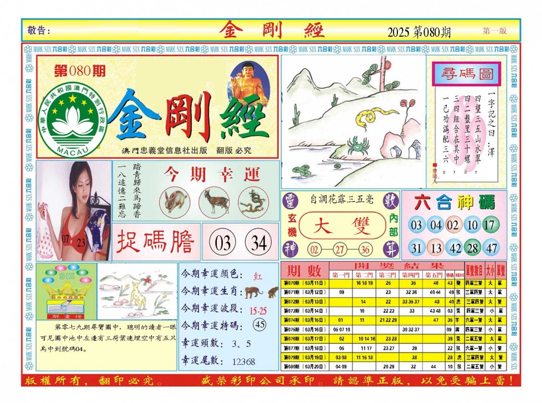 2025080期金刚经A